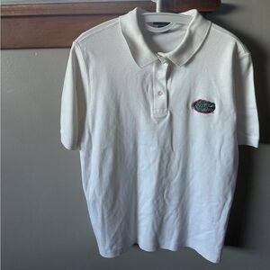 Lands' End White Polo Shirt with Embroidered Patch